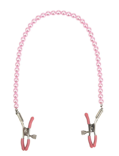 Зажимы на соски с розовыми бусами