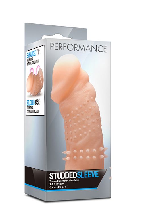 Телесная насадка с точками и шипами Performance Studded Sleeve - 14,6 см.