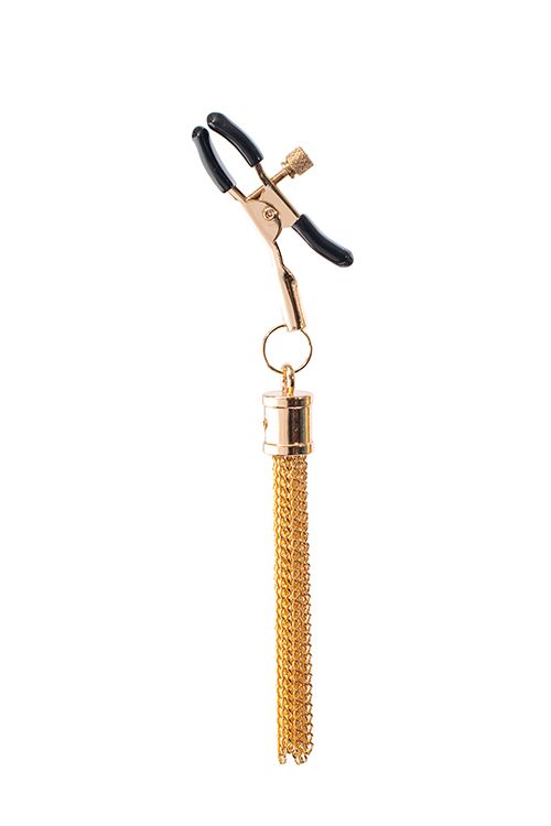 Золотистые зажимы для сосков PREMIUM NIPPLE CLAMPS WITH TASSLE