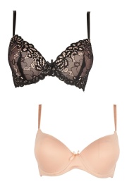 Набор из 2 бюстгальтеров пуш-ап - телесного и черного