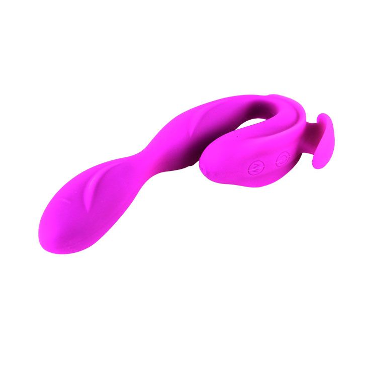 Перезаряжаемый вибромассажер с клиторальной стимуляцией - 21 см.