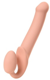 Телесный безремневой страпон Silicone Bendable Strap-On L