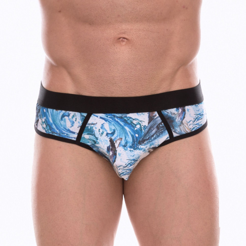 Мужские трусы-джоки с принтом в виде волн и китов