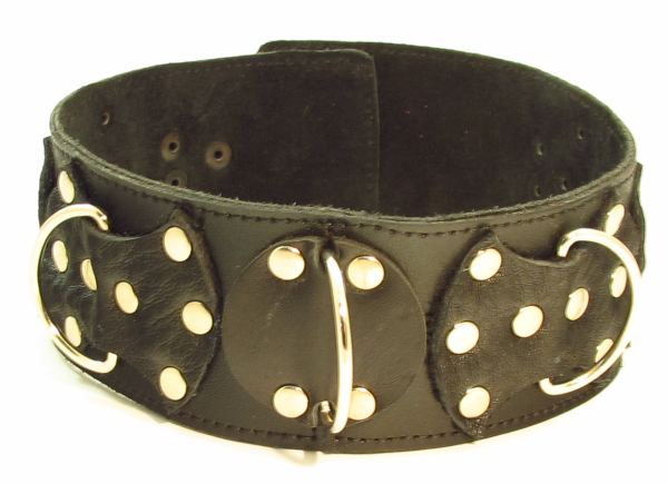 Комплект кожаных БДСМ-аксессуаров с клёпками