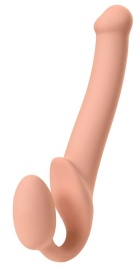Телесный безремневой страпон Silicone Bendable Strap-On XL