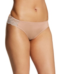 Кофейные трусы-танга с отделкой из эластичного кружева