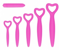 Набор розовых вагинальных расширителей с вибропулей Silicone Vaginal Dilator Set