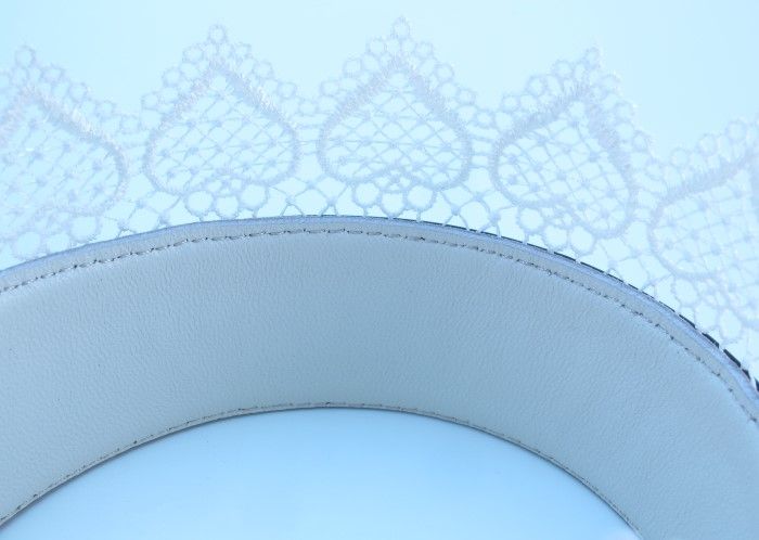 Изящный чёрный ошейник с белым кружевом