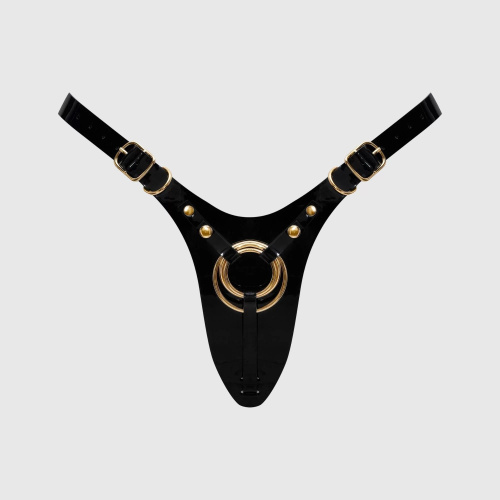 Черный пояс для фиксации насадок Strap-On-Me Leatherette Harness Fabulous