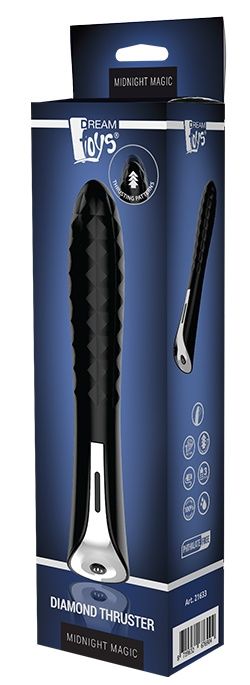 Черный вибромассажер MAGIC DIAMOND THRUSTER - 13 см.