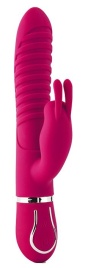Ярко-розовый вибратор 10-SPEED MAGIC BUNNY со стимулятором клитора - 22 см.