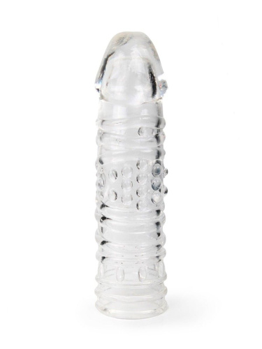 Прозрачная закрытая насадка на пенис - 17 см.