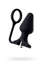 Чёрное эрекционное кольцо с анальной вибропробкой