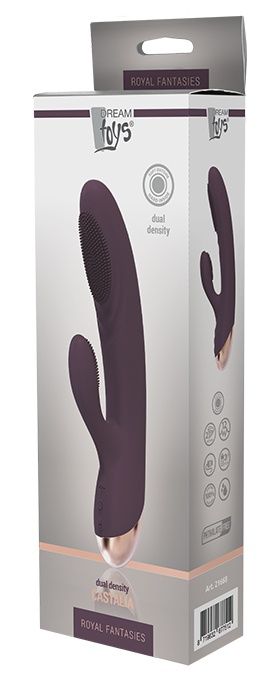 Фиолетовый вибромассажер с клиторальным отростком CASTALIA - 21 см.