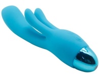 Голубой вибратор INDULGENCE Rechargeable Frolic Bunny - 18,7 см.