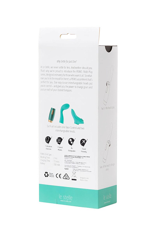 Нереалистичный вибратор Le Stelle PERKS SERIES EX-4 с 2 сменными насадками