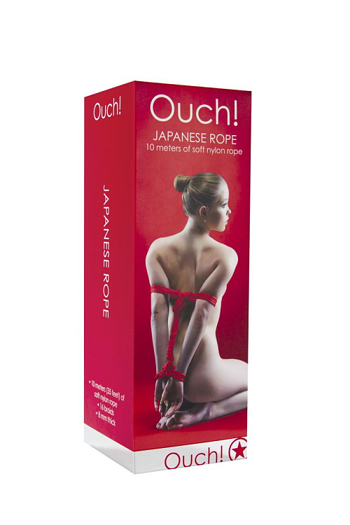Красная нейлоновая веревка для бондажа Japanese rope - 10 м.