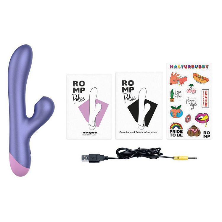 Сиреневый вибратор Romp Pulse с бесконтактной клиторальной стимуляцией - 22 см.