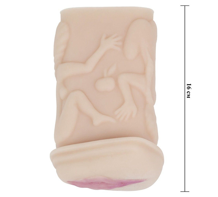 Телесный мастурбатор-вагина с фигурками на поверхности