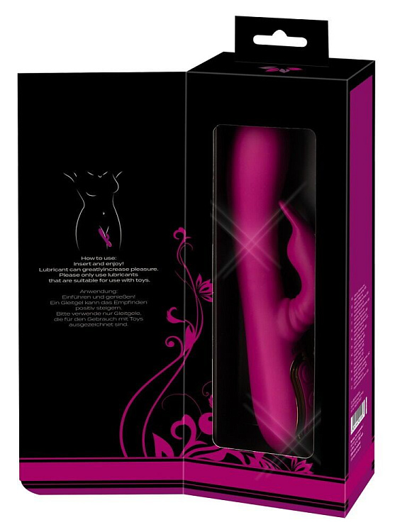 Фиолетовый вибратор 3 Function Vibrator с вращением бусин - 23 см.