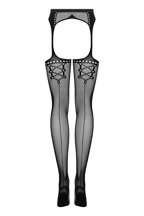 Эффектные женские чулочки в сеточку на поясе