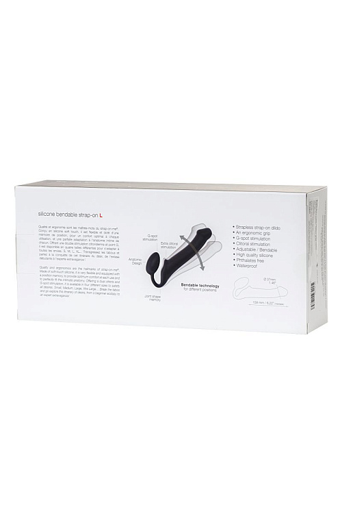 Черный безремневой страпон Silicone Bendable Strap-On L