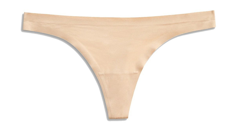 Бежевые трусики-стринги с лазерной обработкой краев