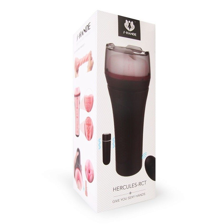 Черный мастурбатор-вагина с вибропулей и пультом ДУ