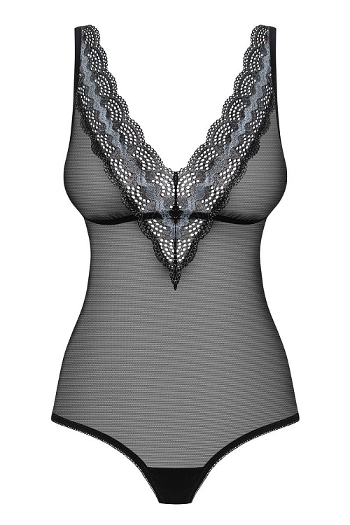 Соблазнительное полупрозрачное боди с кружевом