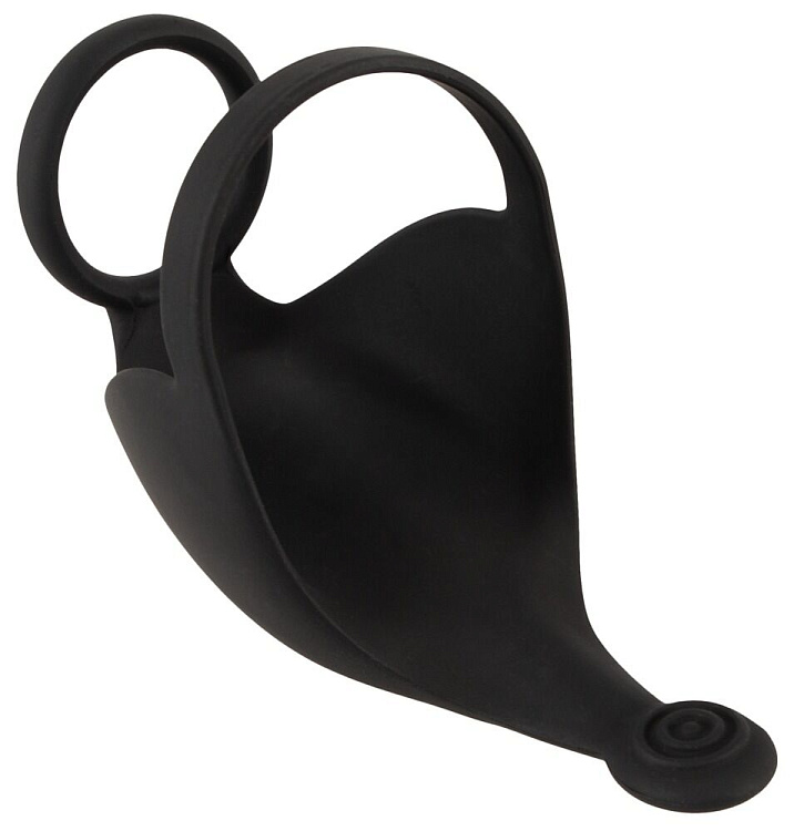 Черная вибронасадка для эрекции и стимуляции мошонки Cock ring with RC ball massager