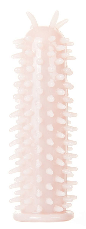 Телесная насадка на пенис с шипами по всей длине - 13 см.