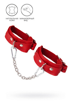 Красные кожаные узкие оковы со скруглёнными углами