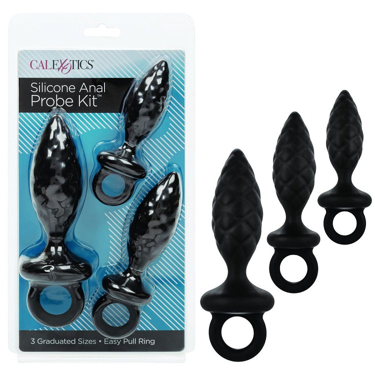 Набор из 3 черных анальных пробок Silicone Anal Probe Kit