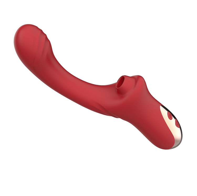 Красный вагинально-клиторальный вибратор