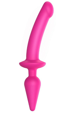 Ярко-розовый двусторонний фаллоимитатор Switch Plug-In Semi-Realistic Size L