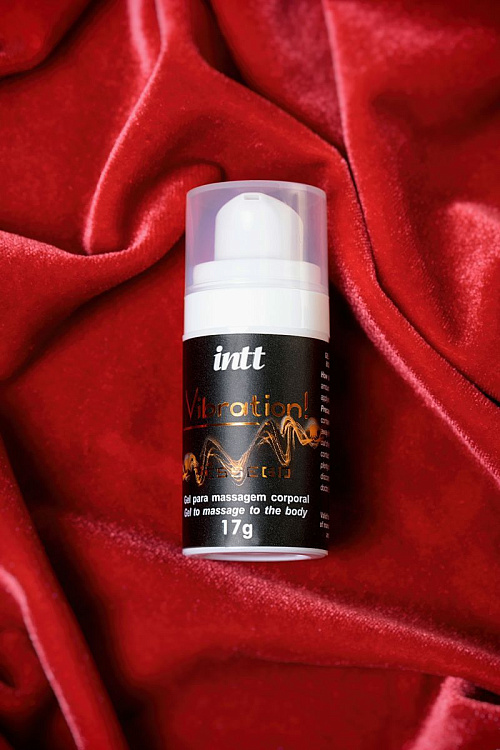 Жидкий массажный гель INTT VIBRATION Peach с ароматом персика и эффектом вибрации - 17 мл.