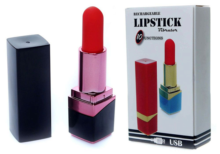 Черный мини-вибратор в форме помады