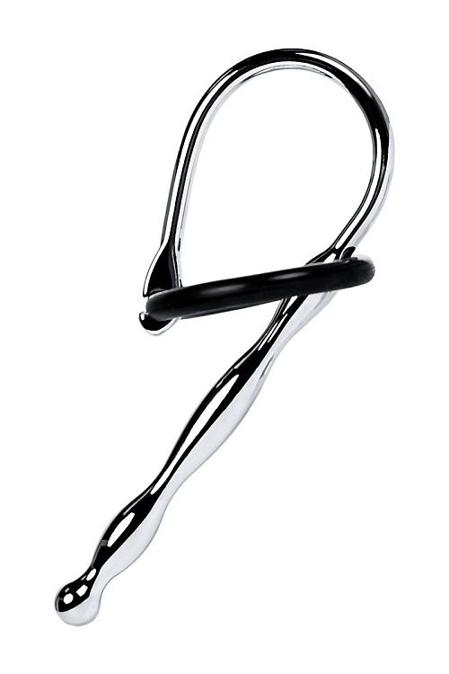 Серебристый уретральный плаг-косичка с двумя кольцами