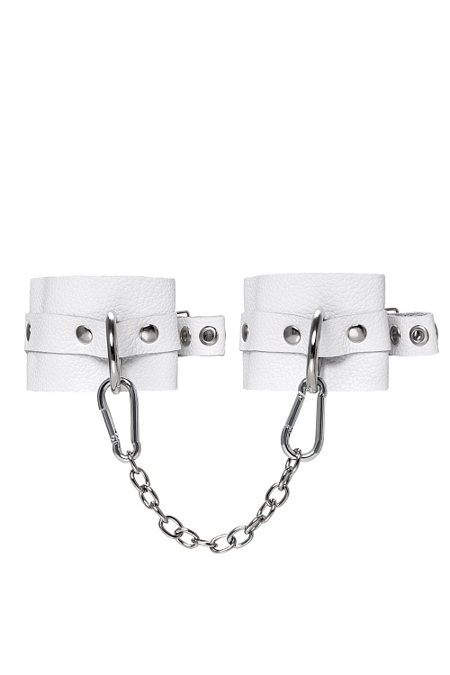 Белые мягкие кожаные оковы с люверсами