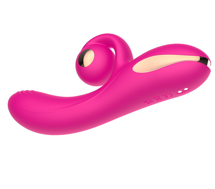 Розовый вибратор-кролик с функцией вращения ствола
