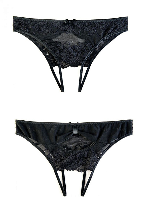 Эротические трусики со вставкой стрейч-сетки на поясе