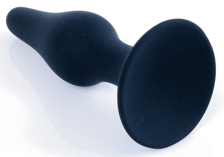 Черная анальная втулка на присоске - 11 см.