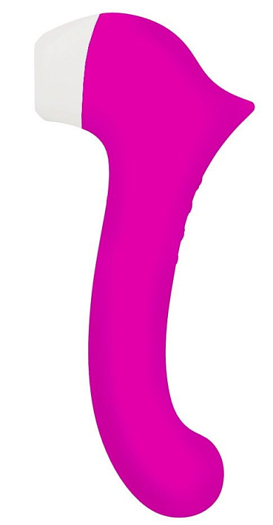 Розовый клиторальный стимулятор Caldo с функцией вибратора - 19 см.