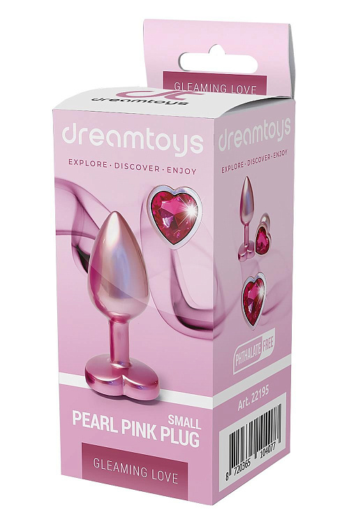 Розовая анальная пробка с кристаллом-сердцем Pearl Pink Plug Small