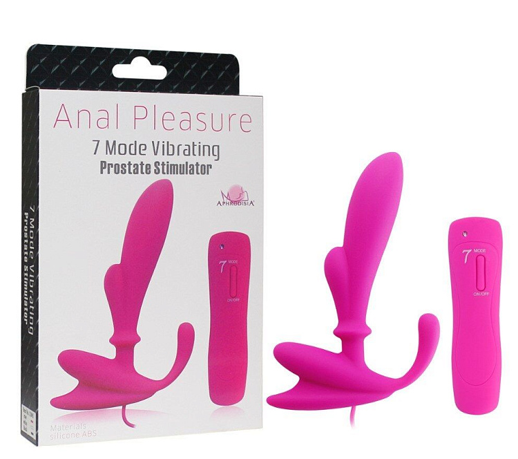 Розовый вибромассажёр простаты с выносным пультом Anal Pleasure 2 - 14 см.