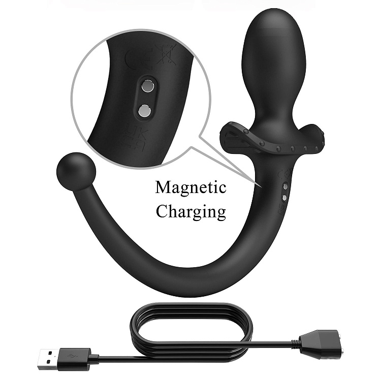 Черная анальная вибропробка с хвостом Anthony