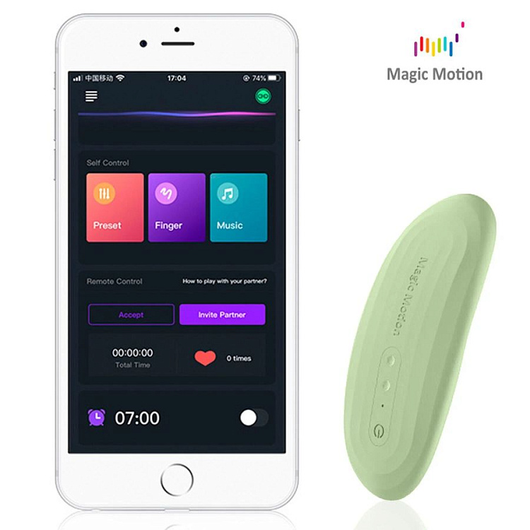 Зеленый вибромассажер в трусики Magic Motion Nyx - 8,8 см.