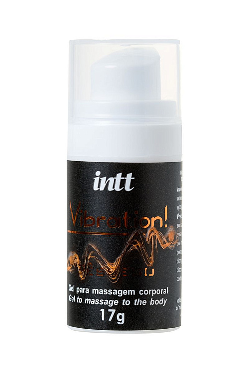 Жидкий массажный гель INTT VIBRATION Peach с ароматом персика и эффектом вибрации - 17 мл.