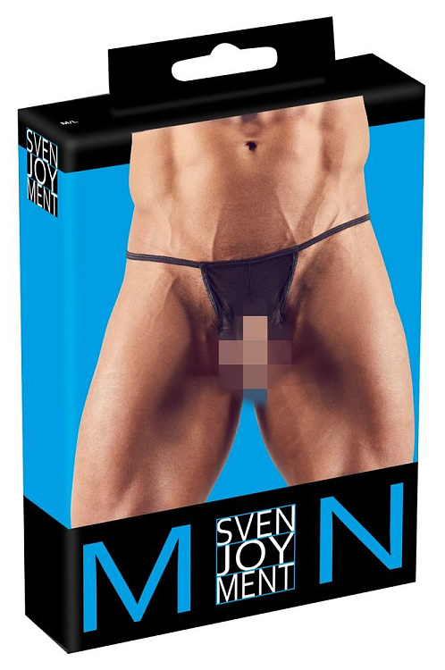 Черные мужские мини-стринги с 3 отверстиями