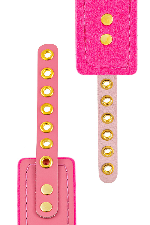 Розовый двуслойный кожаный ошейник с подкладкой из фетра